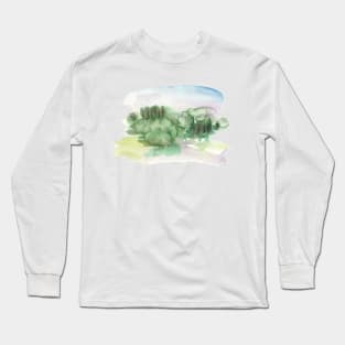 Abstract Watercolor Landscape Long Sleeve T-Shirt